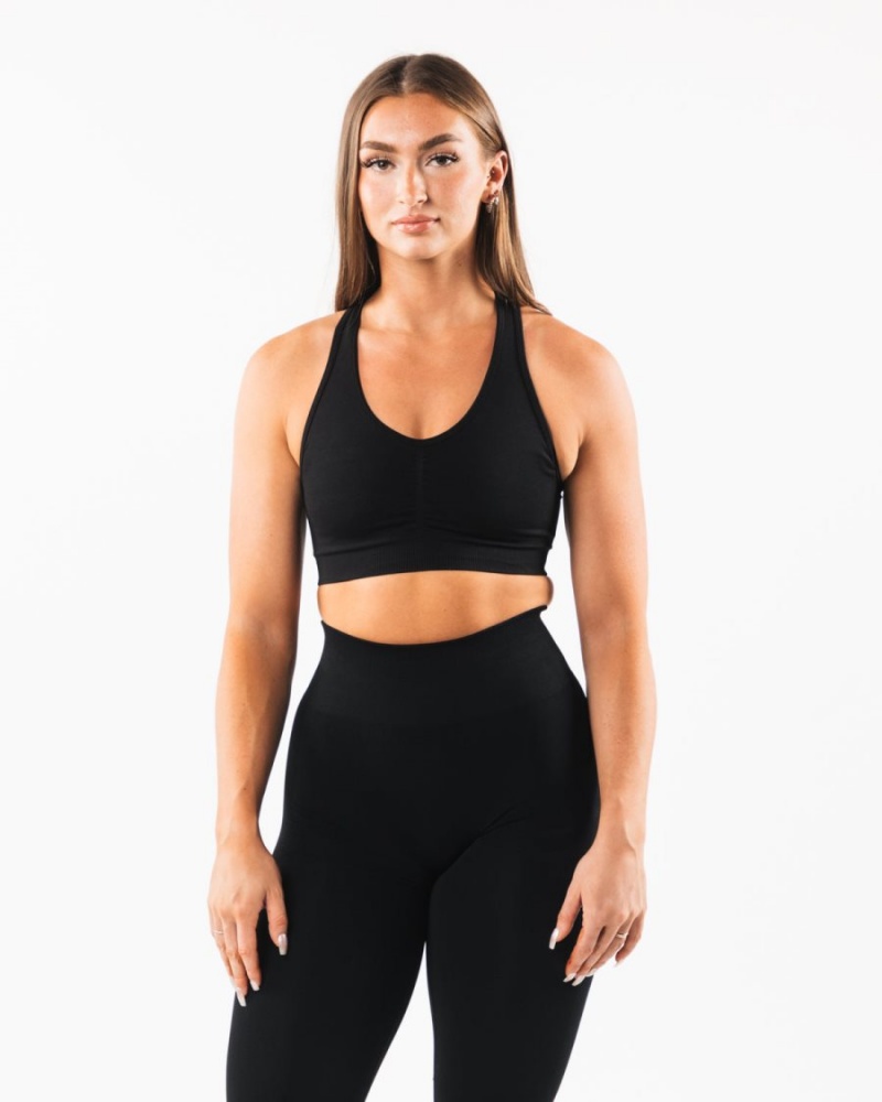 Alphalete Amplify Bra Sports BH Dame Svarte | JYFMZS-236