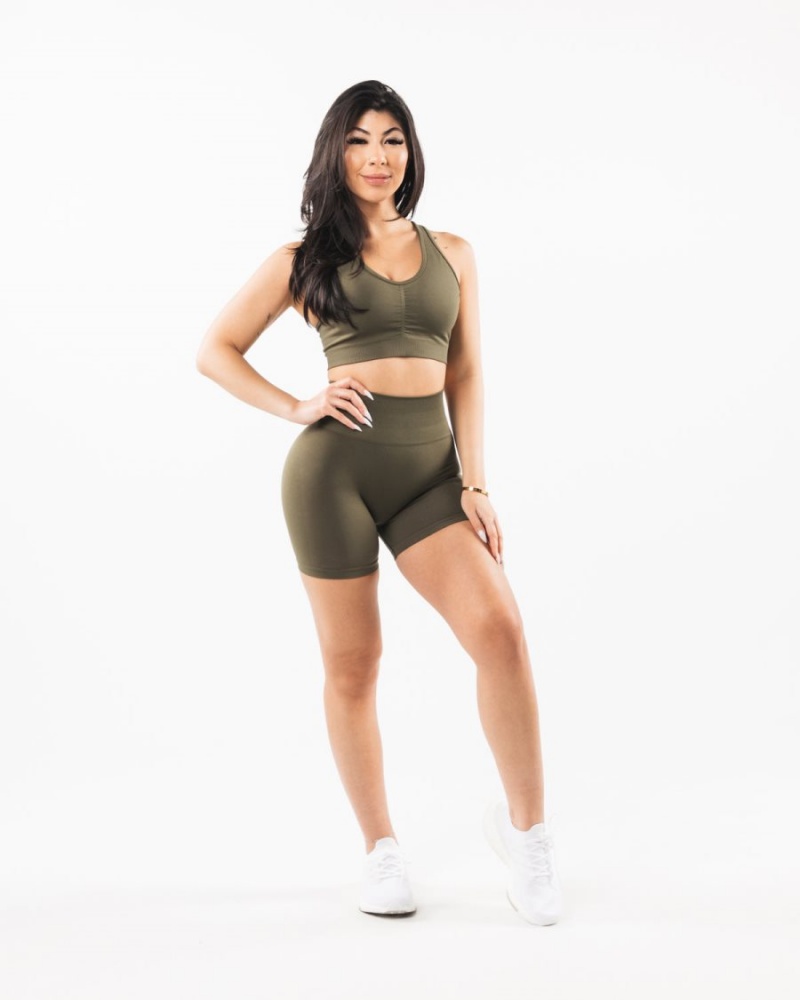 Alphalete Amplify Kort 4.5" Shorts Dame Oak | CPQBVR-423