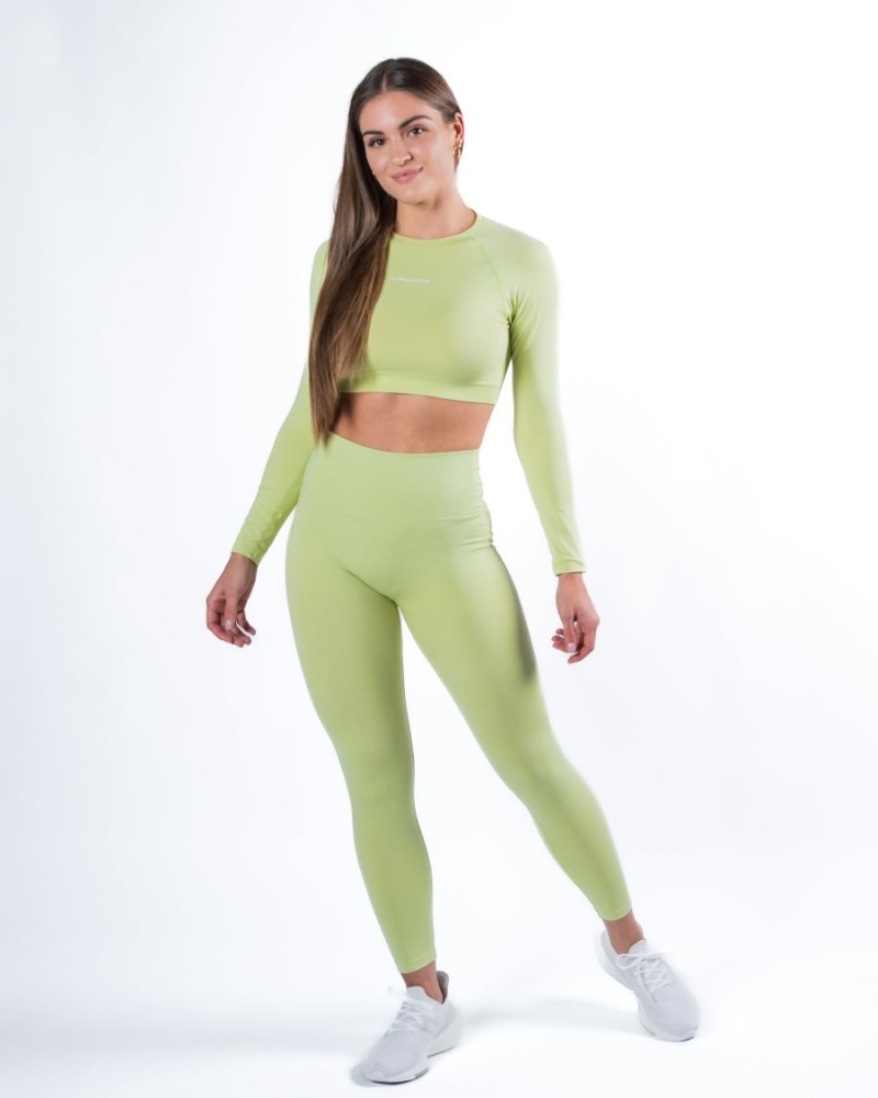 Alphalete Amplify LS Crop Langermet Dame Frozen Spring | YNIAKX-253