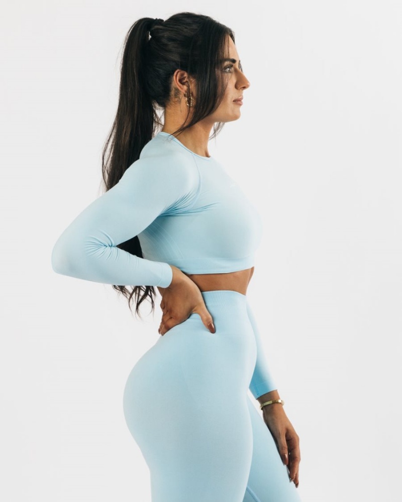 Alphalete Amplify LS Crop Langermet Dame Blå | BMGUFX-216