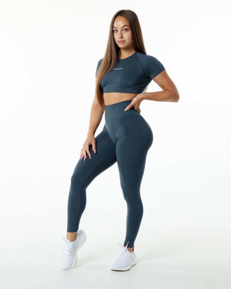 Alphalete Amplify Legging Leggings Dame Blå | SZMQXB-095