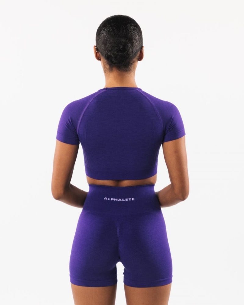 Alphalete Amplify SS Crop Skjorte Dame Lilla | TFUGPA-195