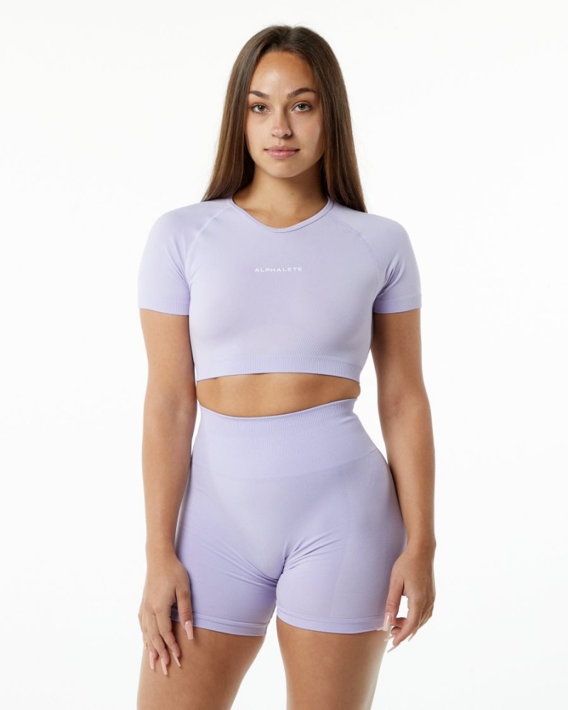 Alphalete Amplify V-Neck Crop Top Skjorte Dame Misty Lilac | TRGZCS-256