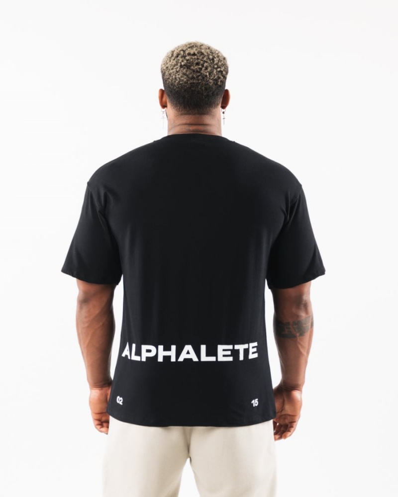 Alphalete Brushed Crest Tee Skjorte Herre Svarte | PZCIOF-048