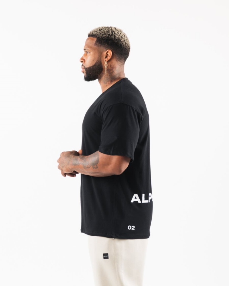 Alphalete Brushed Crest Tee Skjorte Herre Svarte | PZCIOF-048