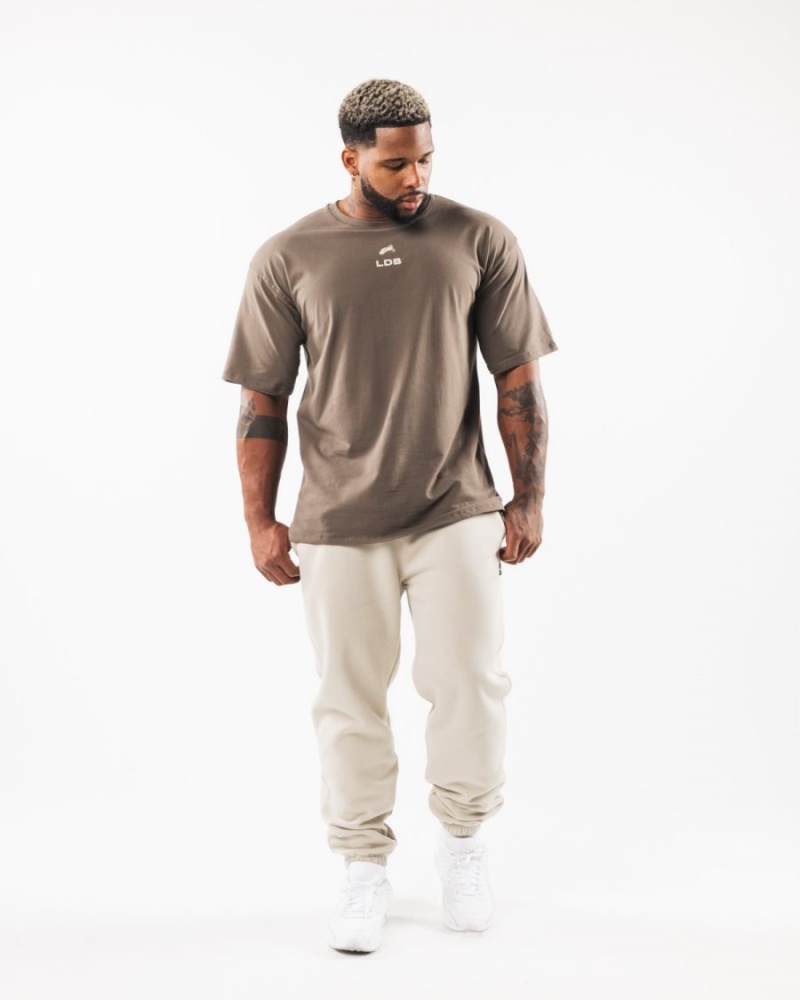 Alphalete Brushed Crest Tee Skjorte Herre Desert Taupe / Sea Shell | GDIYXR-931