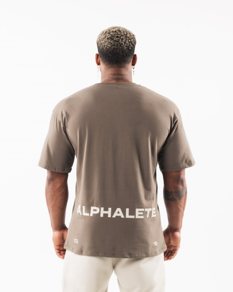 Alphalete Brushed Crest Tee Skjorte Herre Desert Taupe / Sea Shell | GDIYXR-931