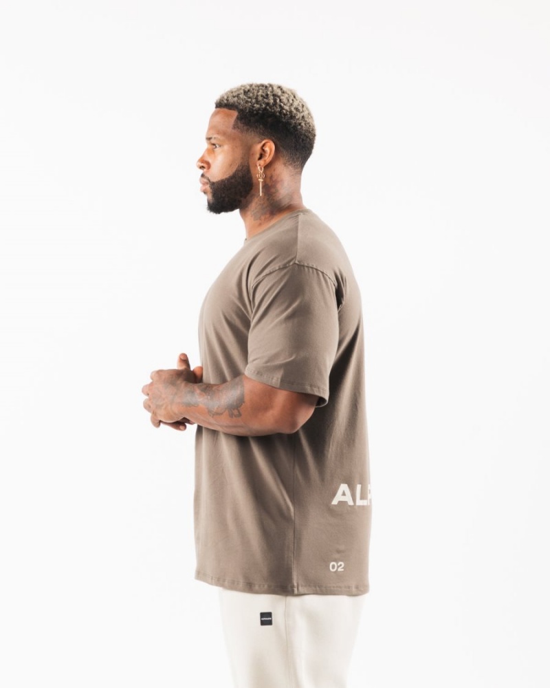 Alphalete Brushed Crest Tee Skjorte Herre Desert Taupe / Sea Shell | GDIYXR-931