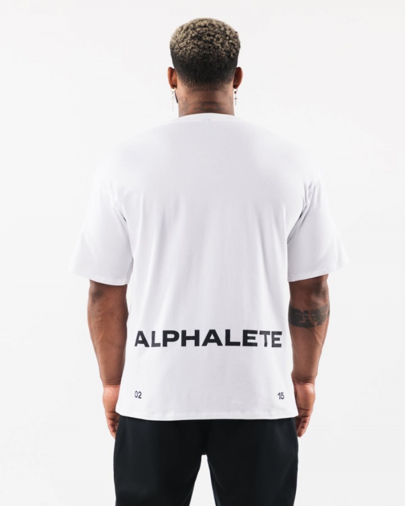 Alphalete Brushed Crest Tee Skjorte Herre Hvite | CYJHOV-704