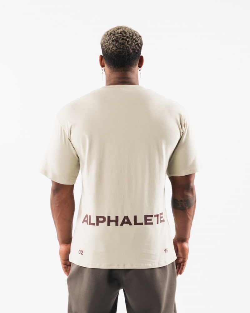 Alphalete Brushed Crest Tee Skjorte Herre Sea Shell / Sangria | QPAYTE-092