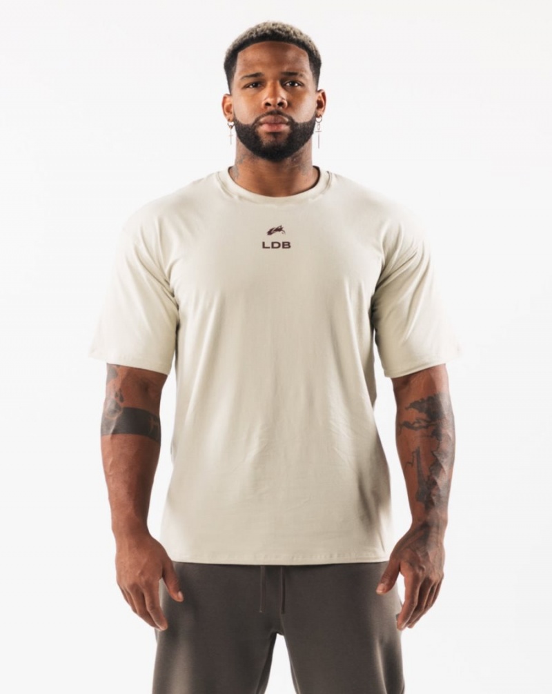 Alphalete Brushed Crest Tee Skjorte Herre Sea Shell / Sangria | QPAYTE-092