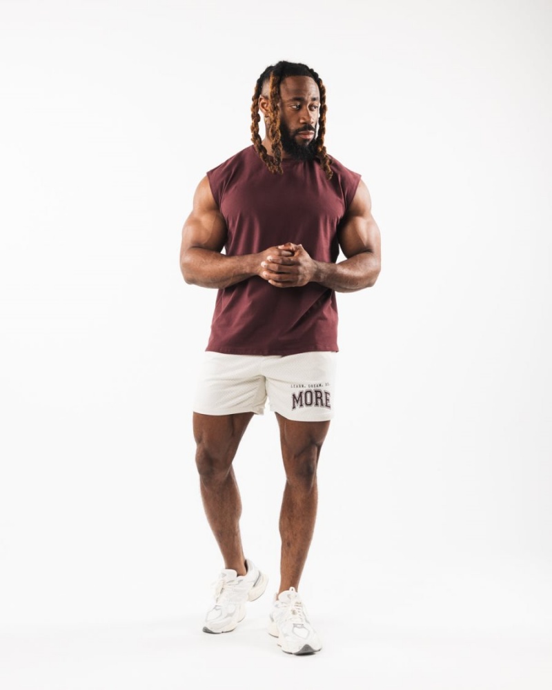 Alphalete Brushed Wolf Head Muscle Tank Singlet Herre Sangria | YJWQNU-712