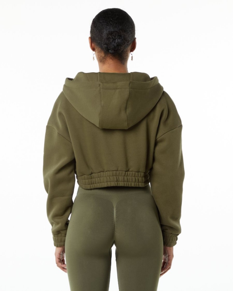 Alphalete Classic Capital Full-Zip Crop Jacket Jakker Dame Willow | IQPVXL-243