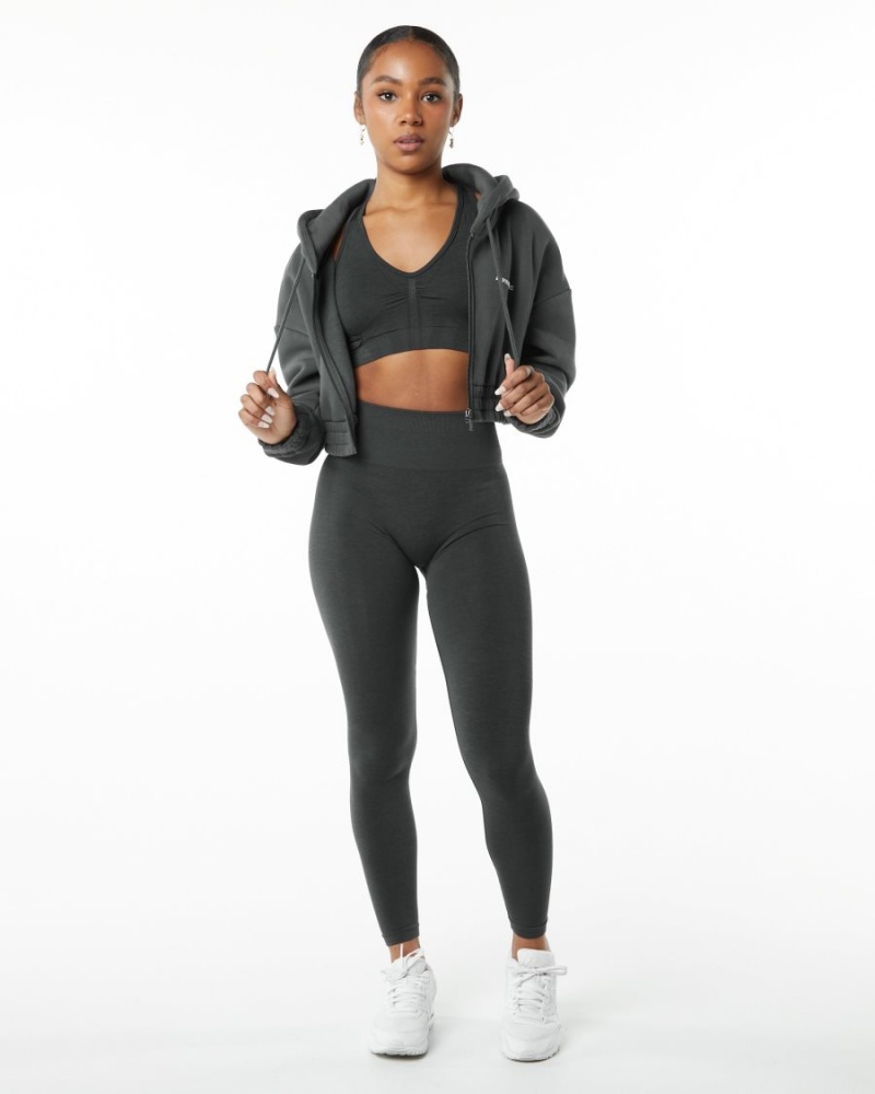 Alphalete Classic Capital Full-Zip Crop Jacket Jakker Dame Smoke | BPTFNQ-324