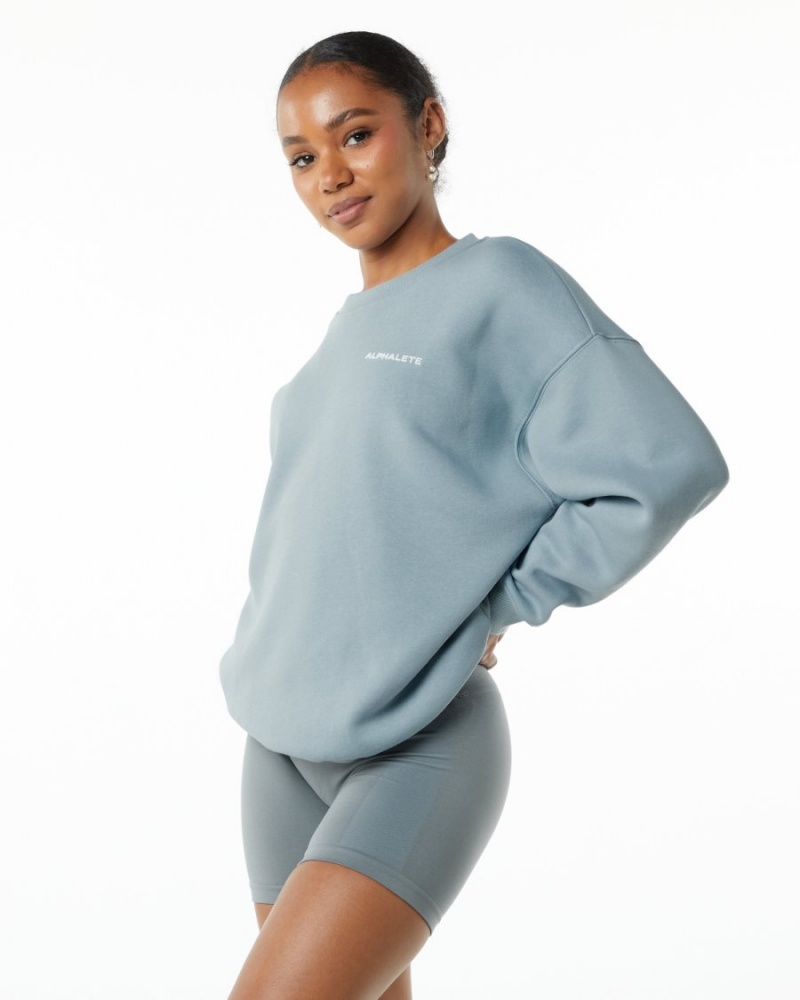 Alphalete Classic Crew Jakker Dame Blå | XHNAWU-296