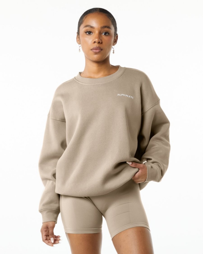 Alphalete Classic Crew Jakker Dame Linen | XLVTZN-147