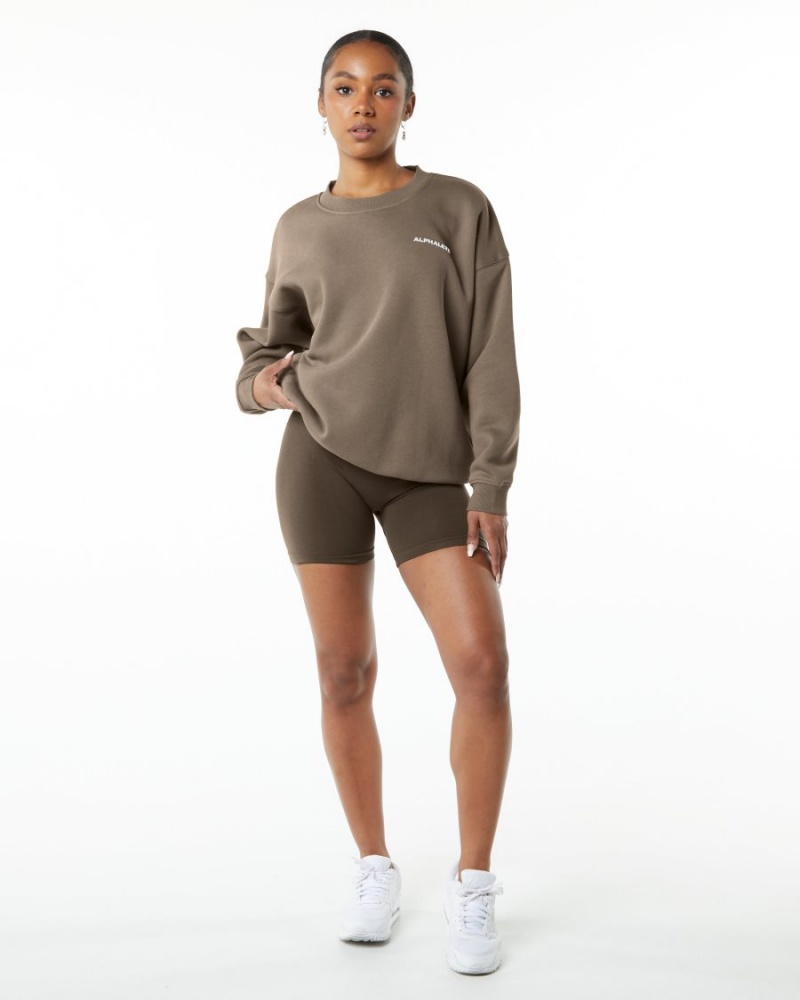 Alphalete Classic Crew Jakker Dame Mocha | CHBKLG-526