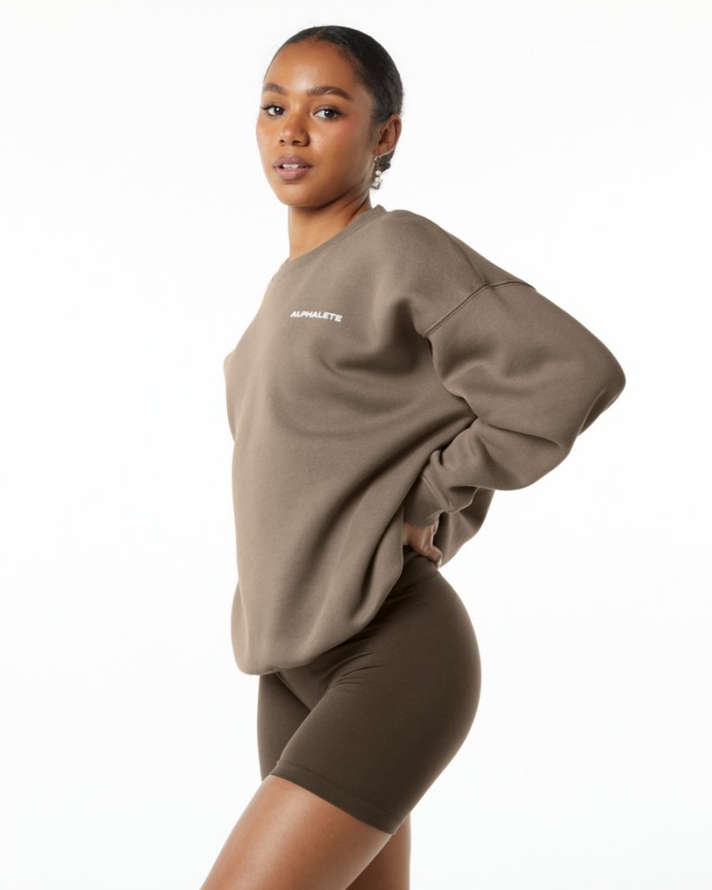 Alphalete Classic Crew Jakker Dame Mocha | CHBKLG-526