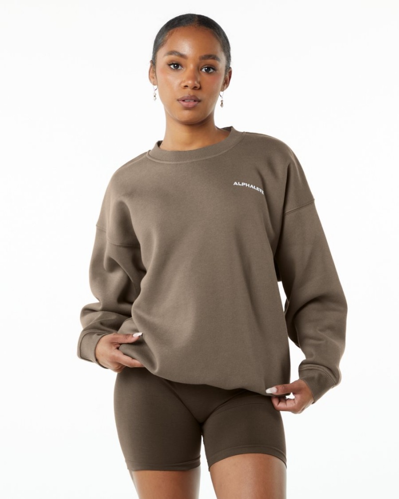 Alphalete Classic Crew Jakker Dame Mocha | CHBKLG-526