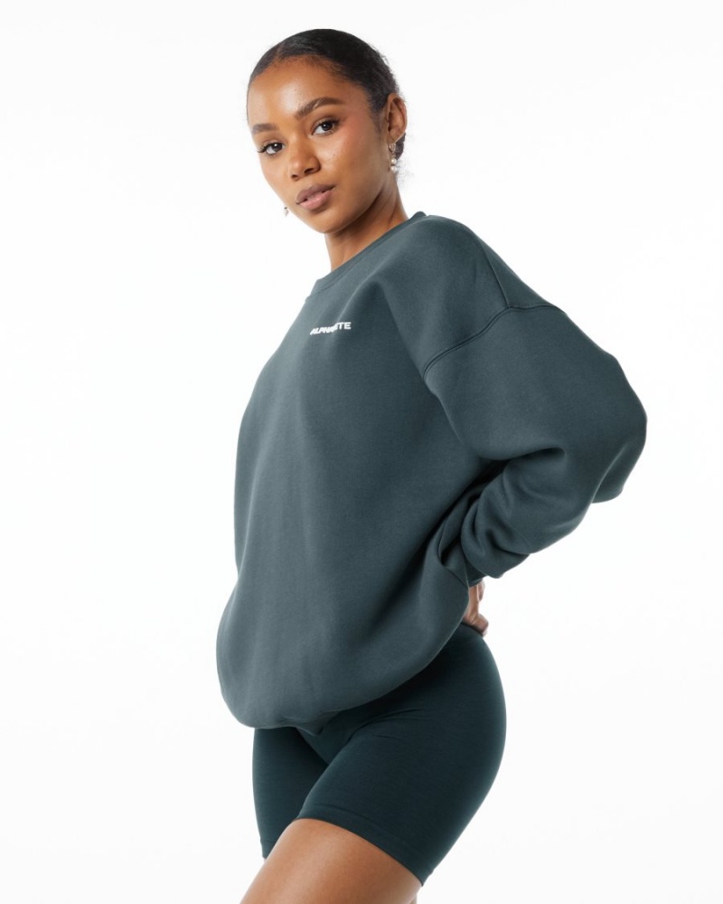 Alphalete Classic Crew Jakker Dame Ocean | TLSWPJ-579