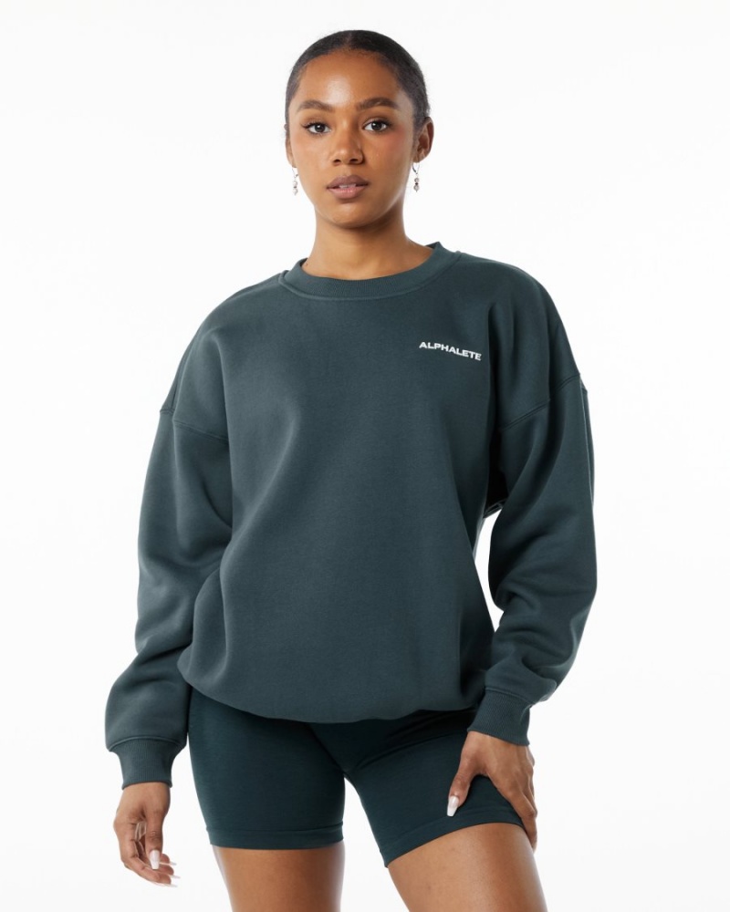 Alphalete Classic Crew Jakker Dame Ocean | TLSWPJ-579