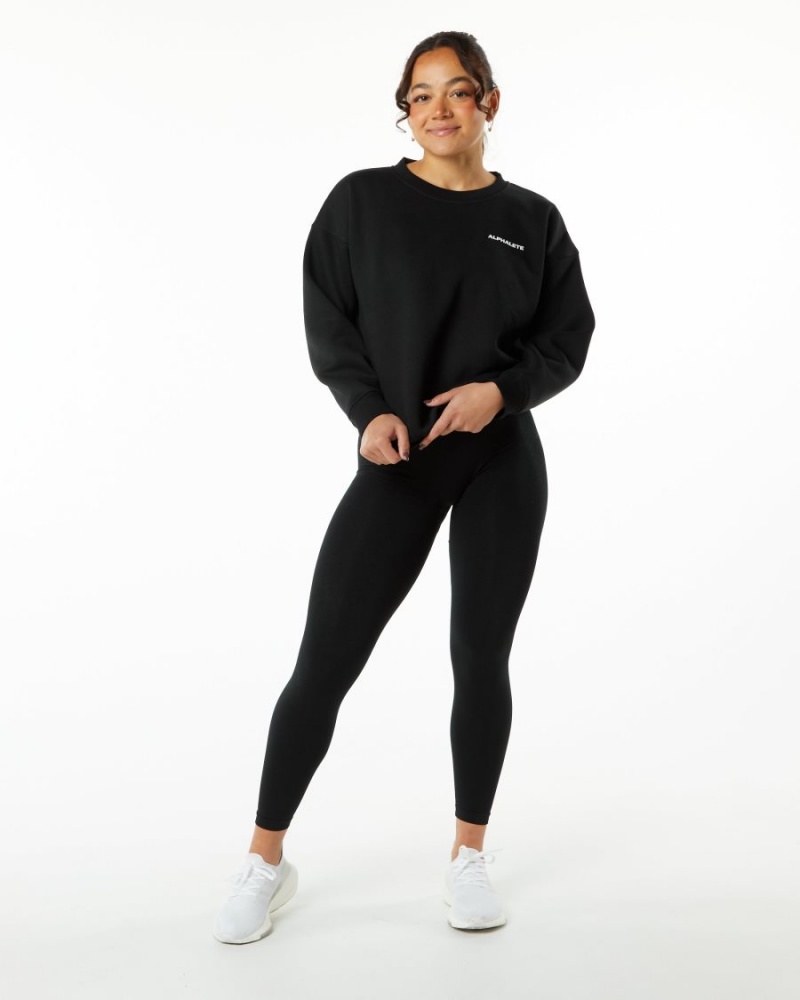 Alphalete Classic Crew Jakker Dame Svarte | HQDFIS-831