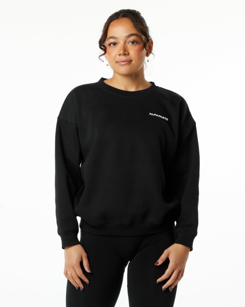 Alphalete Classic Crew Jakker Dame Svarte | HQDFIS-831