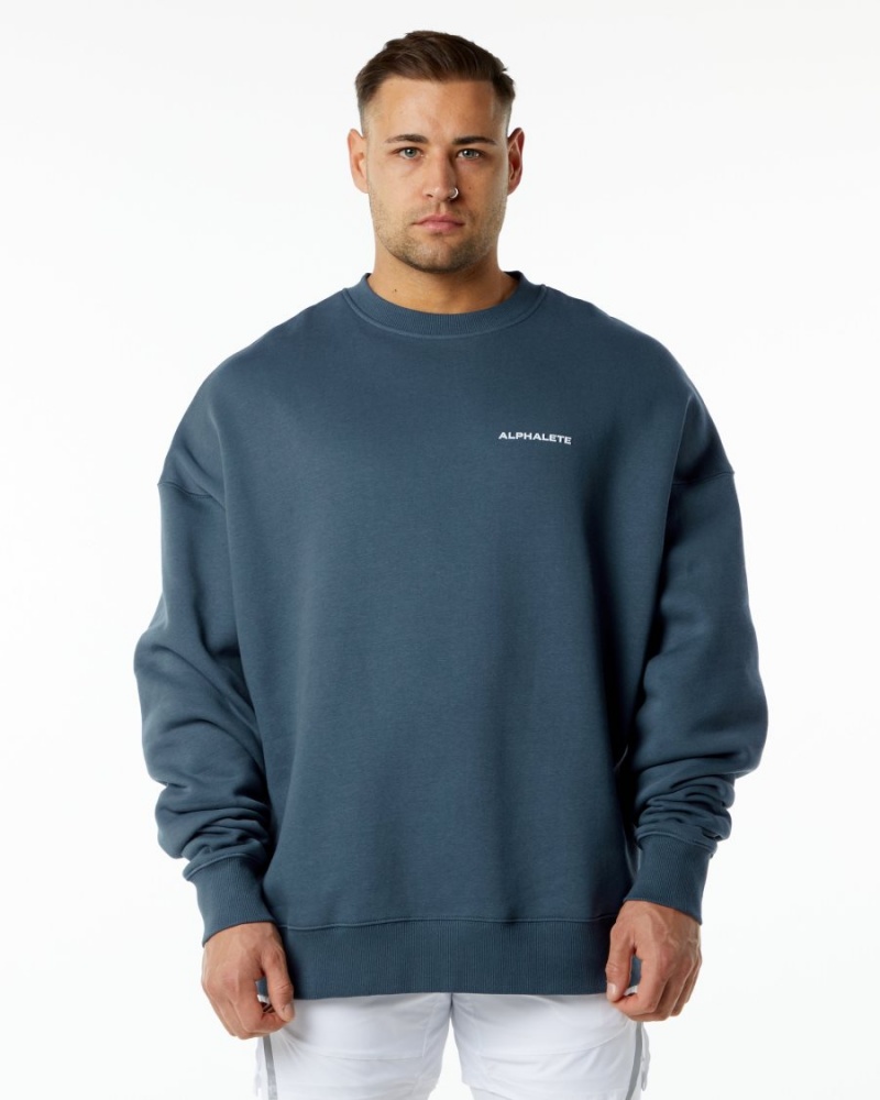 Alphalete Classic Crew Jakker Herre Blå | SDGWRE-418