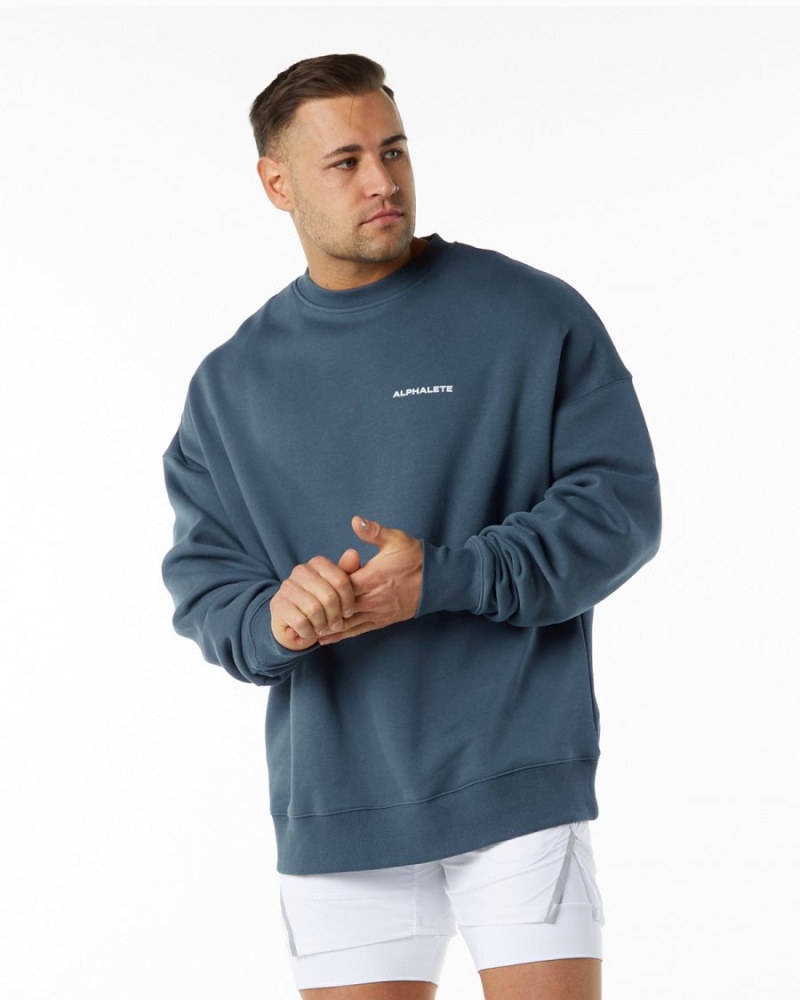 Alphalete Classic Crew Jakker Herre Blå | SDGWRE-418