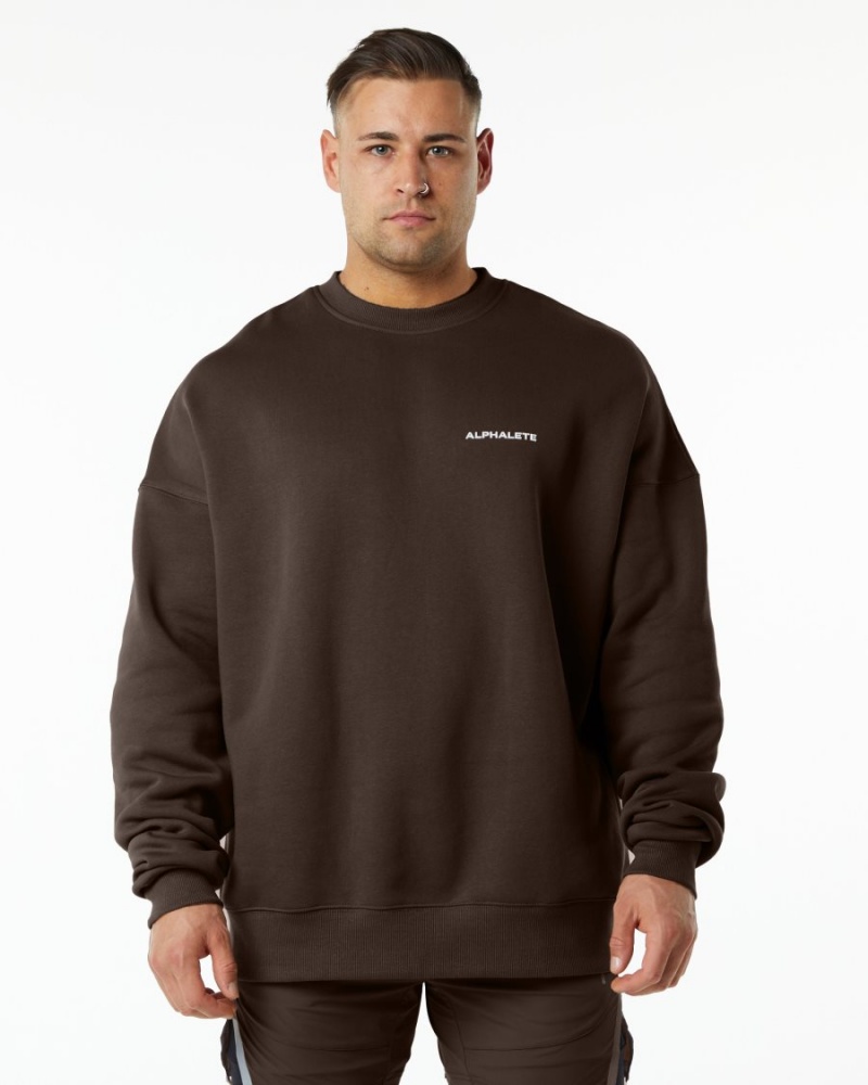 Alphalete Classic Crew Jakker Herre Brune | OIKBSD-497