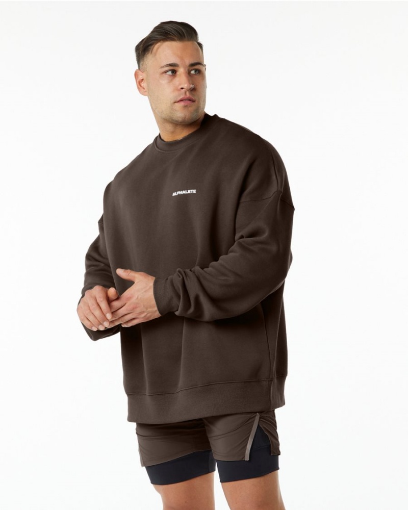 Alphalete Classic Crew Jakker Herre Brune | OIKBSD-497