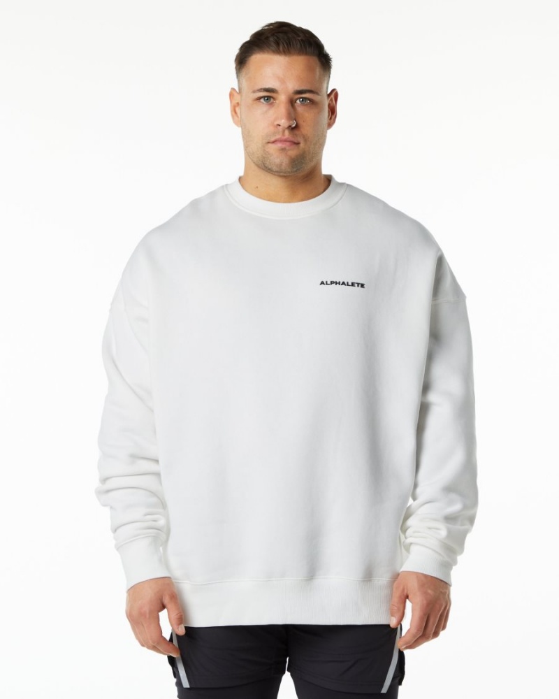 Alphalete Classic Crew Jakker Herre Hvite | VYKGHJ-267