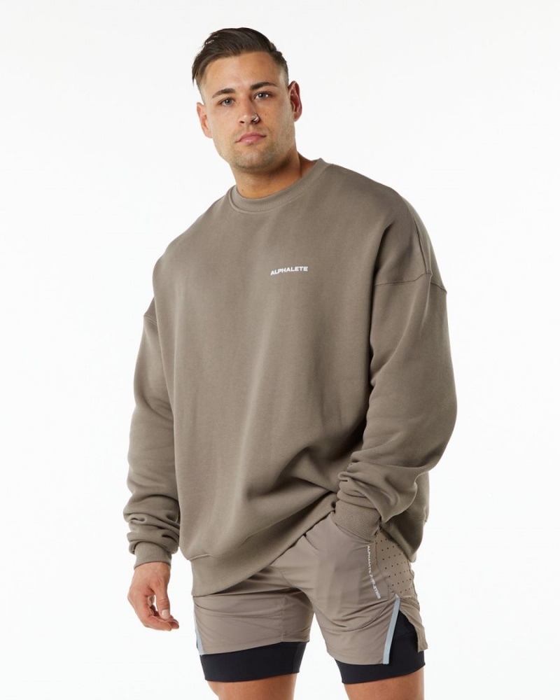 Alphalete Classic Crew Jakker Herre Mocha | GRZJNI-607