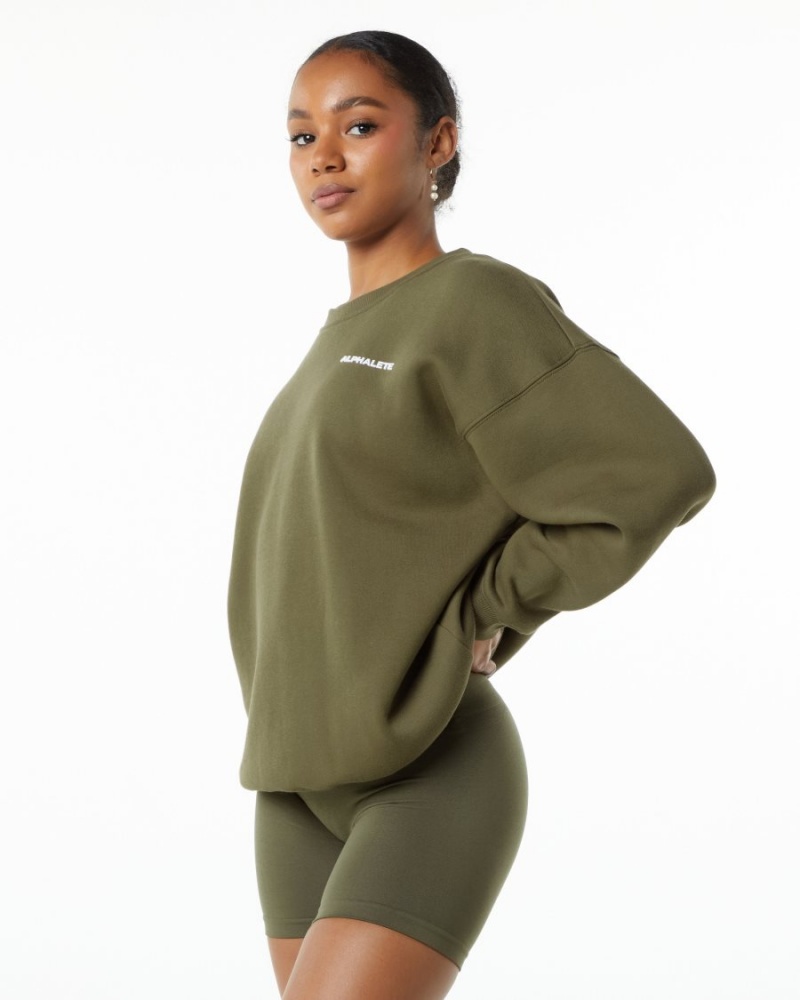 Alphalete Classic Crew Langermet Dame Willow | ZRIMOF-380