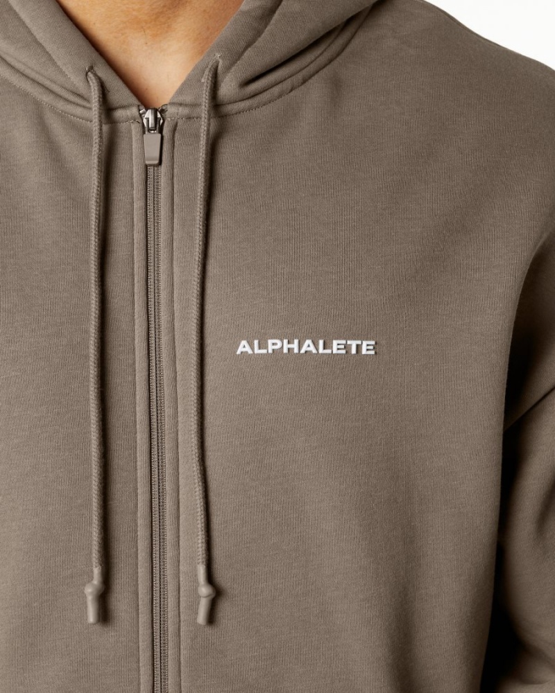 Alphalete Classic Full-Zip Jacket Jakker Herre Mocha | FHUPLJ-496