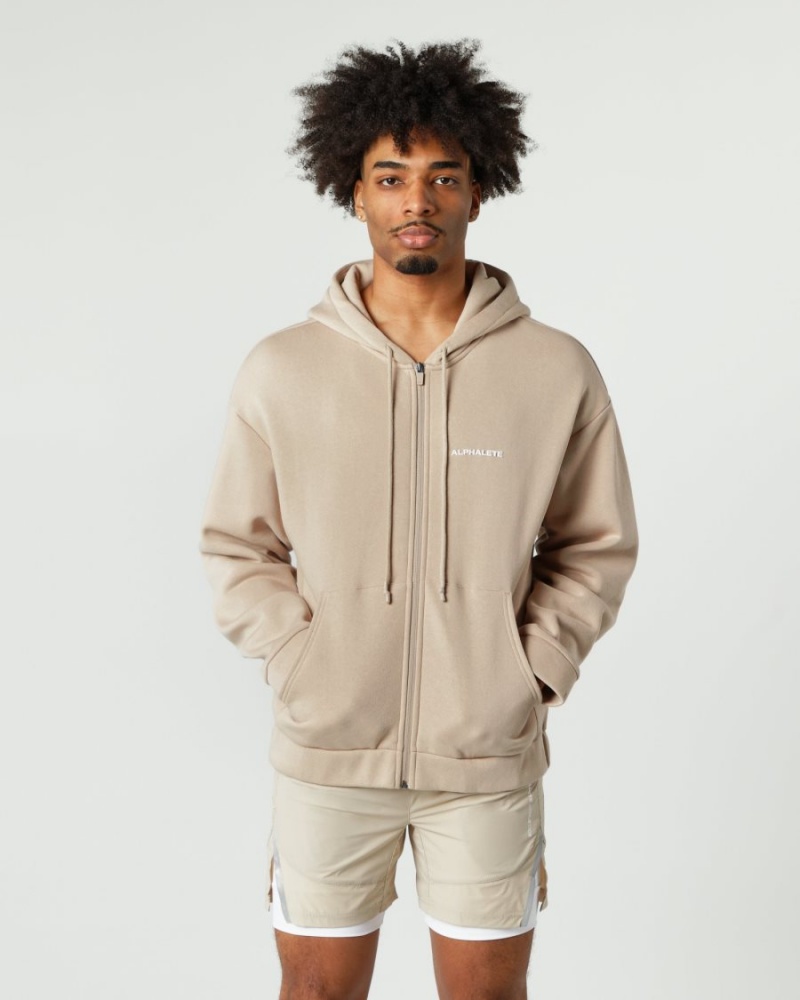 Alphalete Classic Full-Zip Jacket Jakker Herre Linen | SUBRAL-536