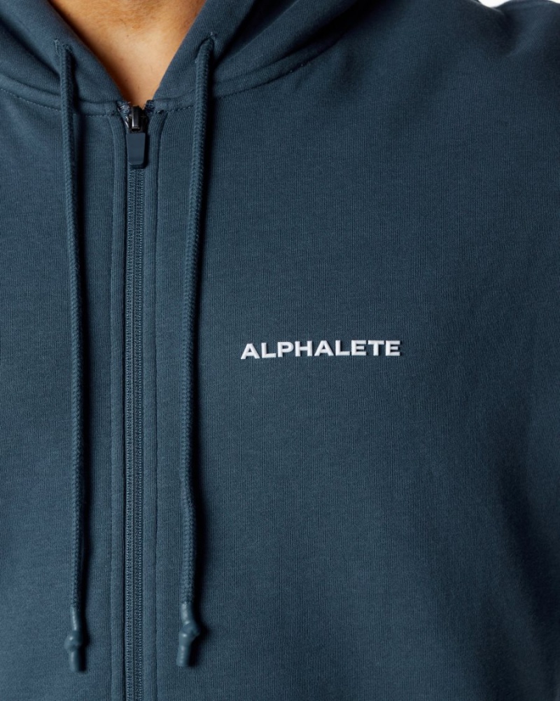 Alphalete Classic Full-Zip Jacket Jakker Herre Blå | TYGABZ-561