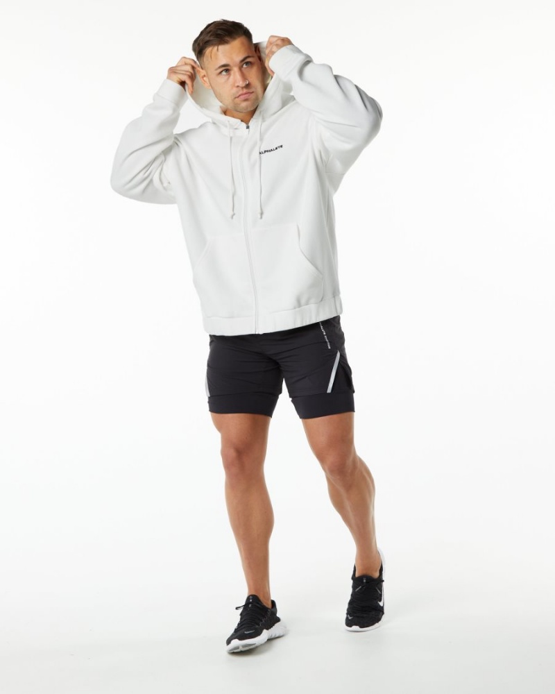 Alphalete Classic Full-Zip Jacket Jakker Herre Hvite | SIBFRD-579