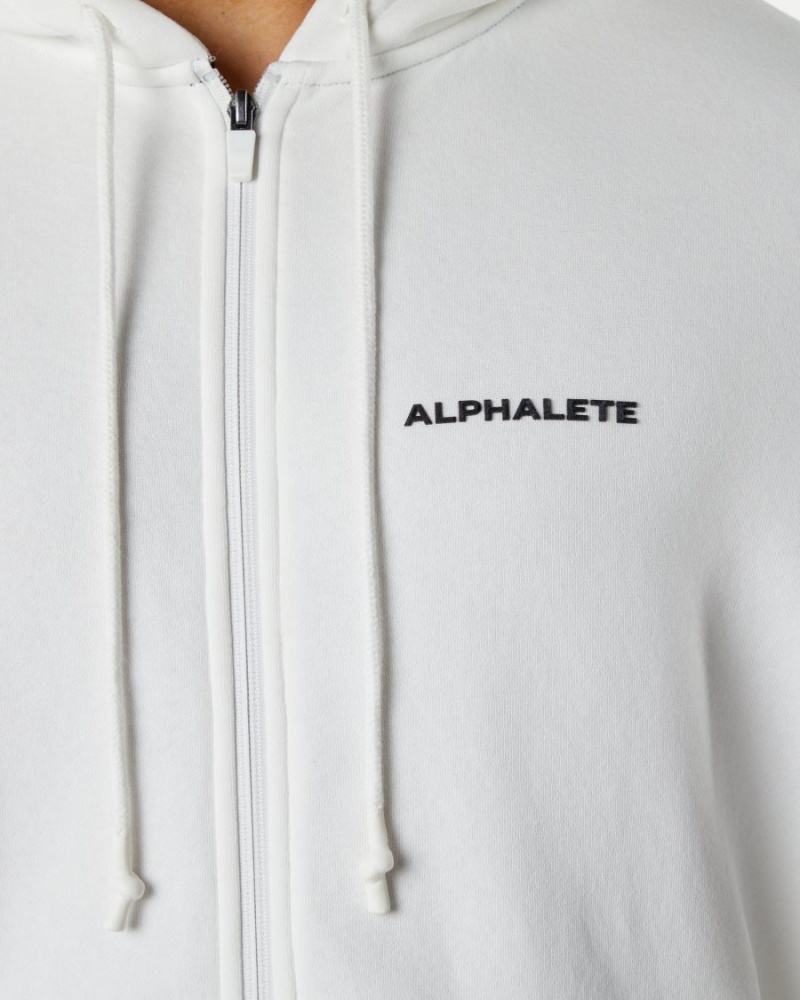 Alphalete Classic Full-Zip Jacket Jakker Herre Hvite | SIBFRD-579