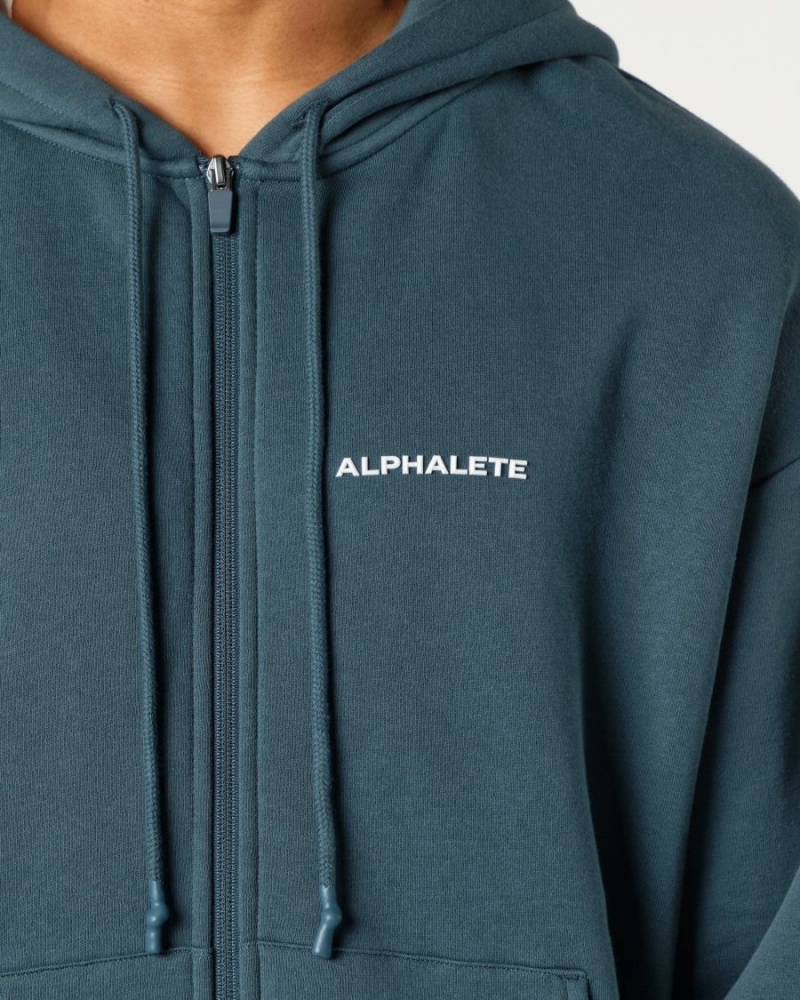 Alphalete Classic Full-Zip Jacket Jakker Herre Ocean | YPBOIQ-593