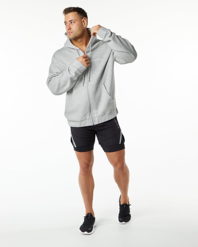 Alphalete Classic Full-Zip Jacket Jakker Herre Grå | MZJOYI-791