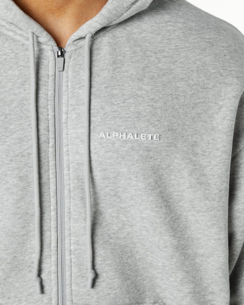 Alphalete Classic Full-Zip Jacket Jakker Herre Grå | MZJOYI-791