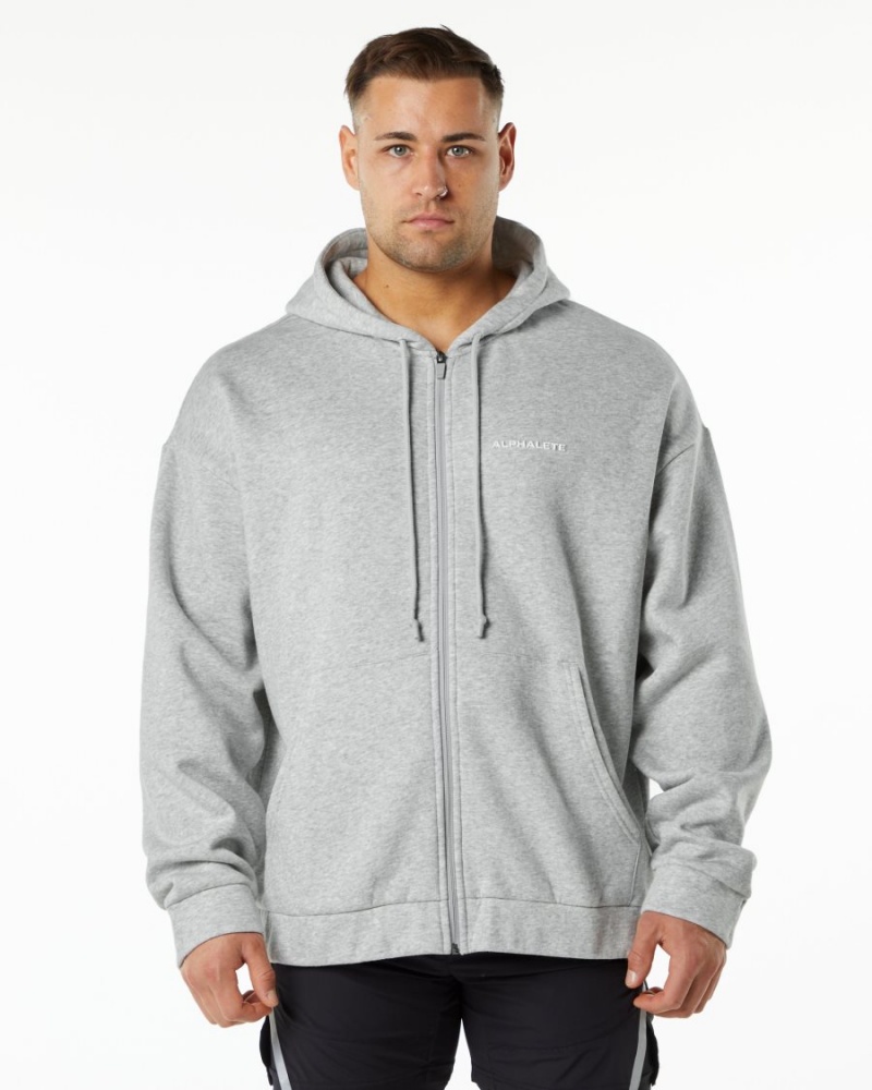 Alphalete Classic Full-Zip Jacket Jakker Herre Grå | MZJOYI-791