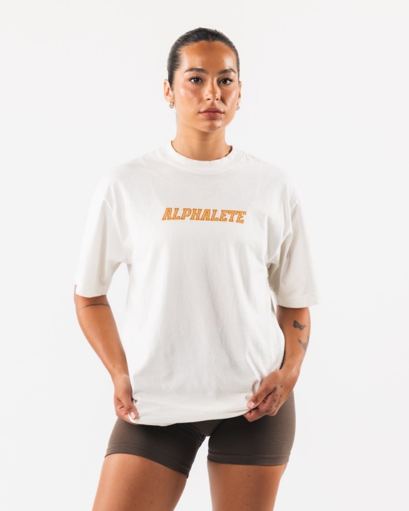 Alphalete Claw Tee Skjorte Dame Hvite | XKZAGU-347