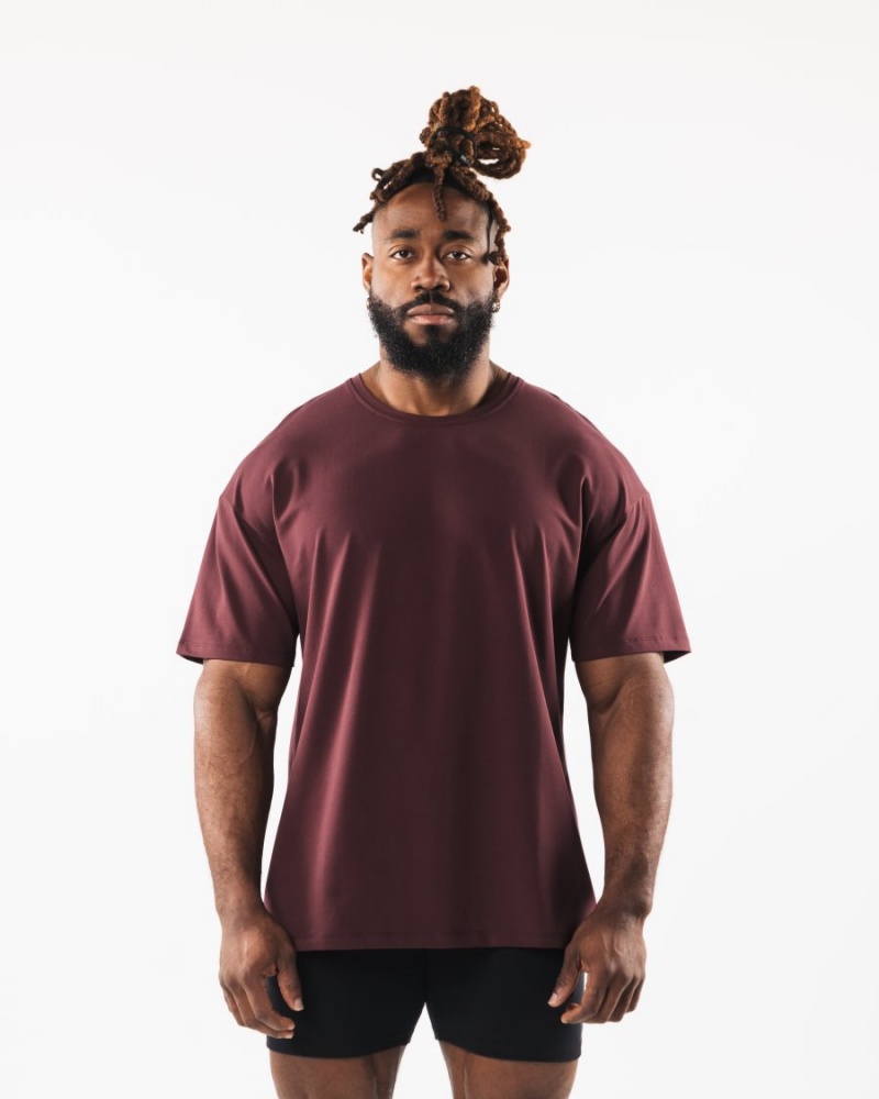 Alphalete Collegiate Tee Skjorte Herre Sangria | GEYSCN-576