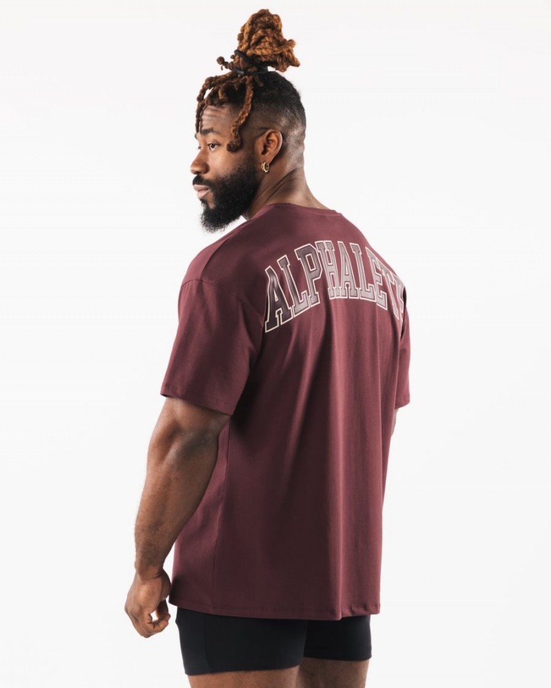 Alphalete Collegiate Tee Skjorte Herre Sangria | GEYSCN-576