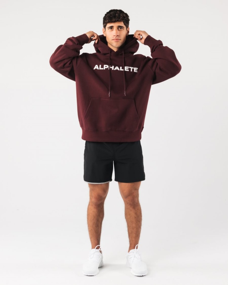 Alphalete Core Hoodie Hettegenser Herre Sangria | UWGTEO-840