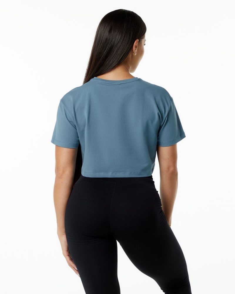 Alphalete Dynasty Crop Skjorte Dame Blå | XRUDAT-687