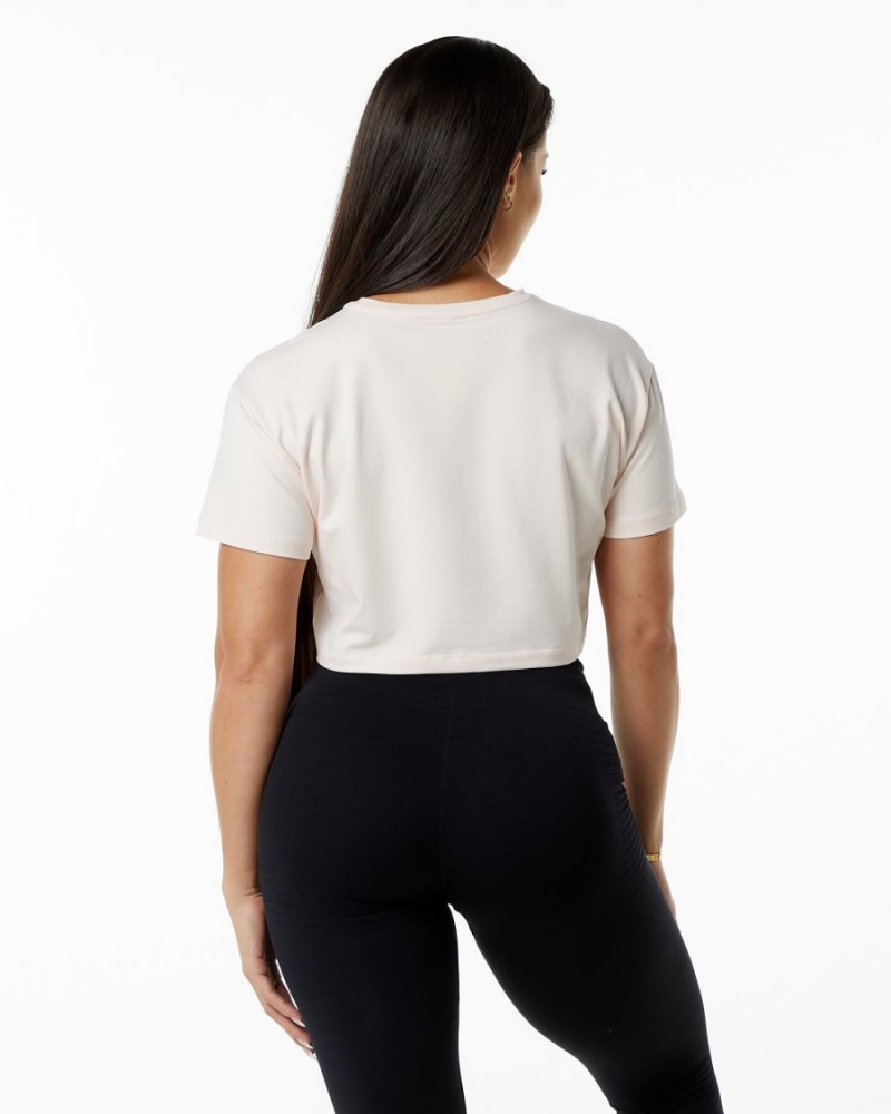 Alphalete Dynasty Crop Skjorte Dame Blush | ULKXWS-127