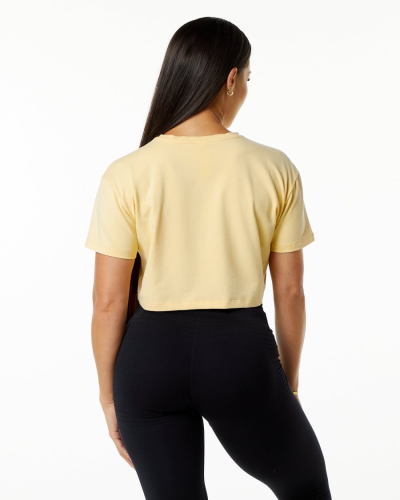 Alphalete Dynasty Crop Skjorte Dame Daffodil | JPOUGD-053